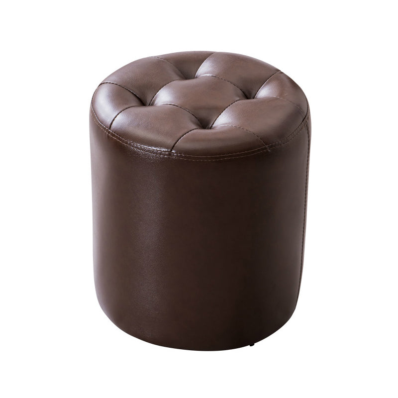 Modern Leather Pouf Water Resistant Round Pouf for Living Room Coffee Round 1 Piece Clearhalo 'furn' 'furn_ottomans_poufs' 'Furniture' 'Living Room Furniture' 'Ottomans & Poufs' 'ottomans_poufs' 6538009