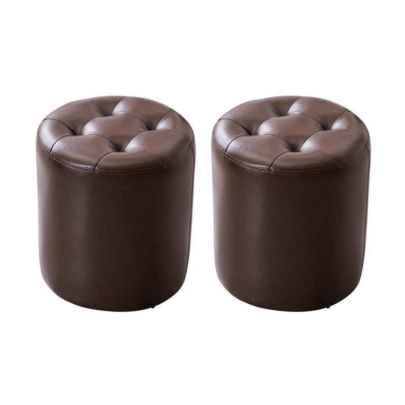 Modern Leather Pouf Water Resistant Round Pouf for Living Room Coffee Round 2 Piece Set Clearhalo 'furn' 'furn_ottomans_poufs' 'Furniture' 'Living Room Furniture' 'Ottomans & Poufs' 'ottomans_poufs' 6538010