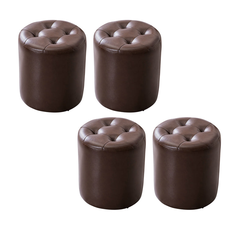 Modern Leather Pouf Water Resistant Round Pouf for Living Room Coffee Round 4 Piece Set Clearhalo 'furn' 'furn_ottomans_poufs' 'Furniture' 'Living Room Furniture' 'Ottomans & Poufs' 'ottomans_poufs' 6538011