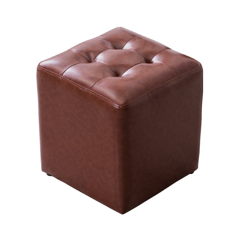 Modern Leather Pouf Water Resistant Round Pouf for Living Room Red Brown Square 1 Piece Clearhalo 'furn' 'furn_ottomans_poufs' 'Furniture' 'Living Room Furniture' 'Ottomans & Poufs' 'ottomans_poufs' 6538012