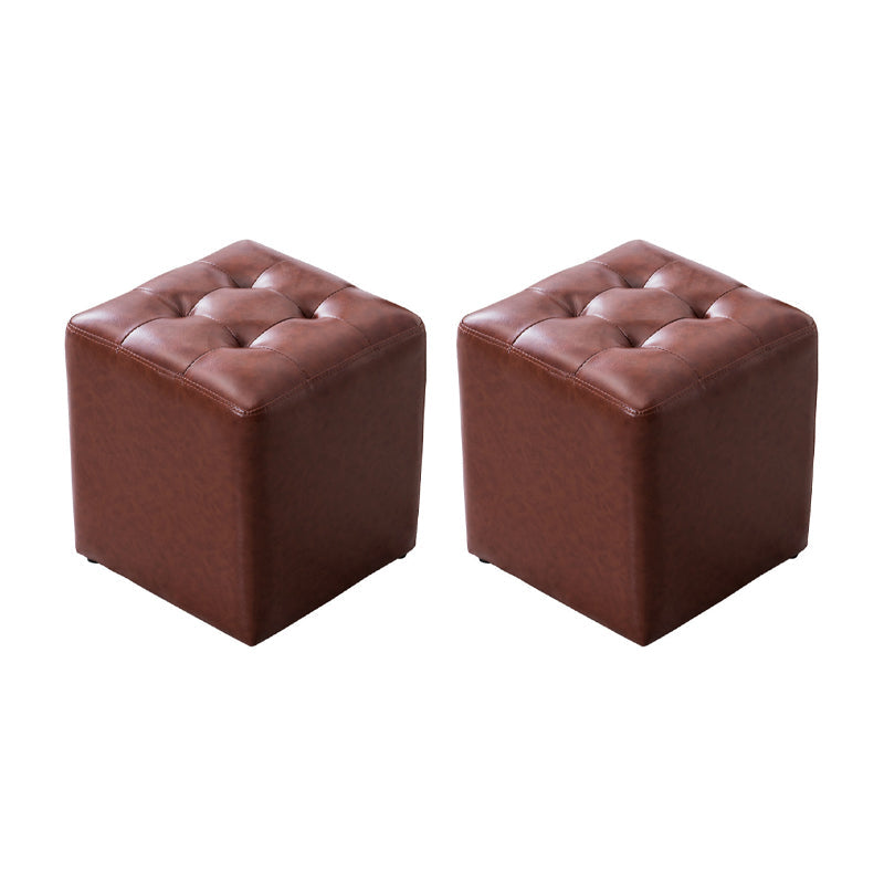 Modern Leather Pouf Water Resistant Round Pouf for Living Room Red Brown Square 2 Piece Set Clearhalo 'furn' 'furn_ottomans_poufs' 'Furniture' 'Living Room Furniture' 'Ottomans & Poufs' 'ottomans_poufs' 6538013