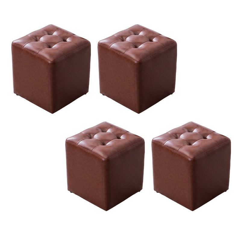 Modern Leather Pouf Water Resistant Round Pouf for Living Room Red Brown Square 4 Piece Set Clearhalo 'furn' 'furn_ottomans_poufs' 'Furniture' 'Living Room Furniture' 'Ottomans & Poufs' 'ottomans_poufs' 6538014