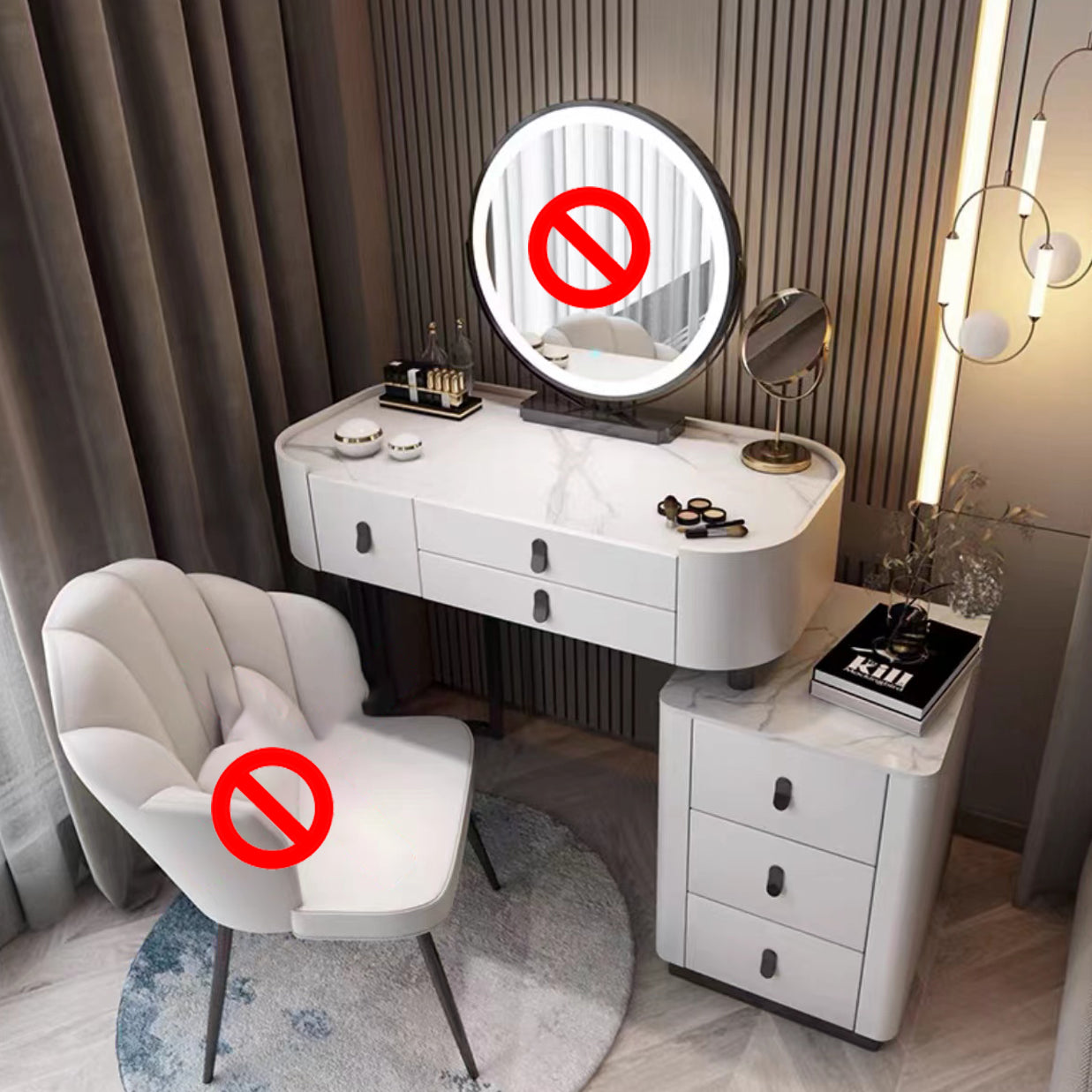 Glass/Stone Make-up Vanity Modern Vanity Dressing Table with Storage Drawers
