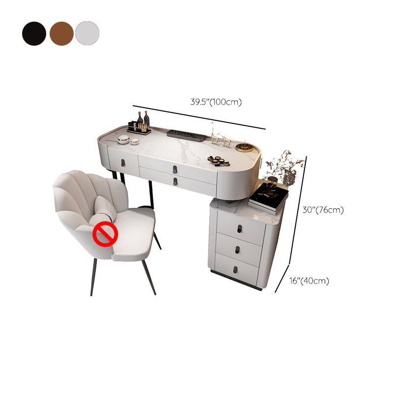 Glass/Stone Make-up Vanity Modern Vanity Dressing Table with Storage Drawers