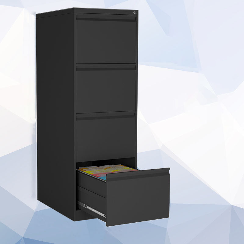 Contemporary File Cabinet Metal Frame Vertical File Cabinet with Lock Office Black Clearhalo 'Filing Cabinets' 'filling_cabinets' 'furn' 'furn_filling_cabinets' 'Furniture' 'Office Furniture' 6538185