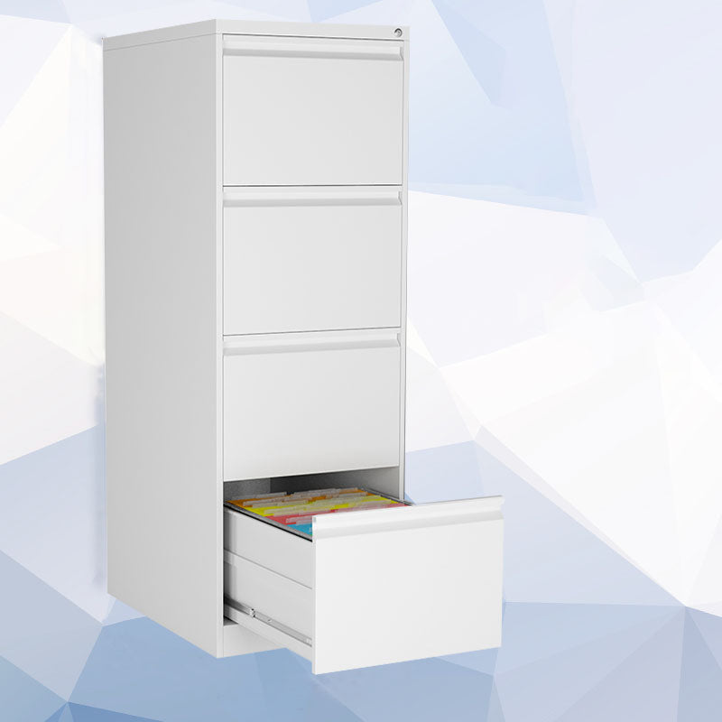 Contemporary File Cabinet Metal Frame Vertical File Cabinet with Lock Office White Clearhalo 'Filing Cabinets' 'filling_cabinets' 'furn' 'furn_filling_cabinets' 'Furniture' 'Office Furniture' 6538187