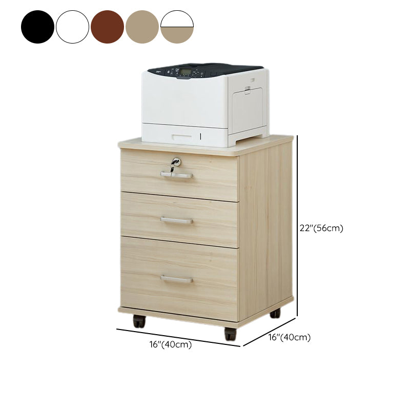 Gabinete moderno Cajones de bloqueo de madera Archivo con ruedas para oficina