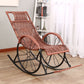 Modern Spindle Wicker Rocking Chair Metal Frame Wheel Handrail Design Rocker Chair