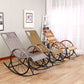 Modern Spindle Wicker Rocking Chair Metal Frame Wheel Handrail Design Rocker Chair