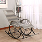 Modern Spindle Wicker Rocking Chair Metal Frame Wheel Handrail Design Rocker Chair