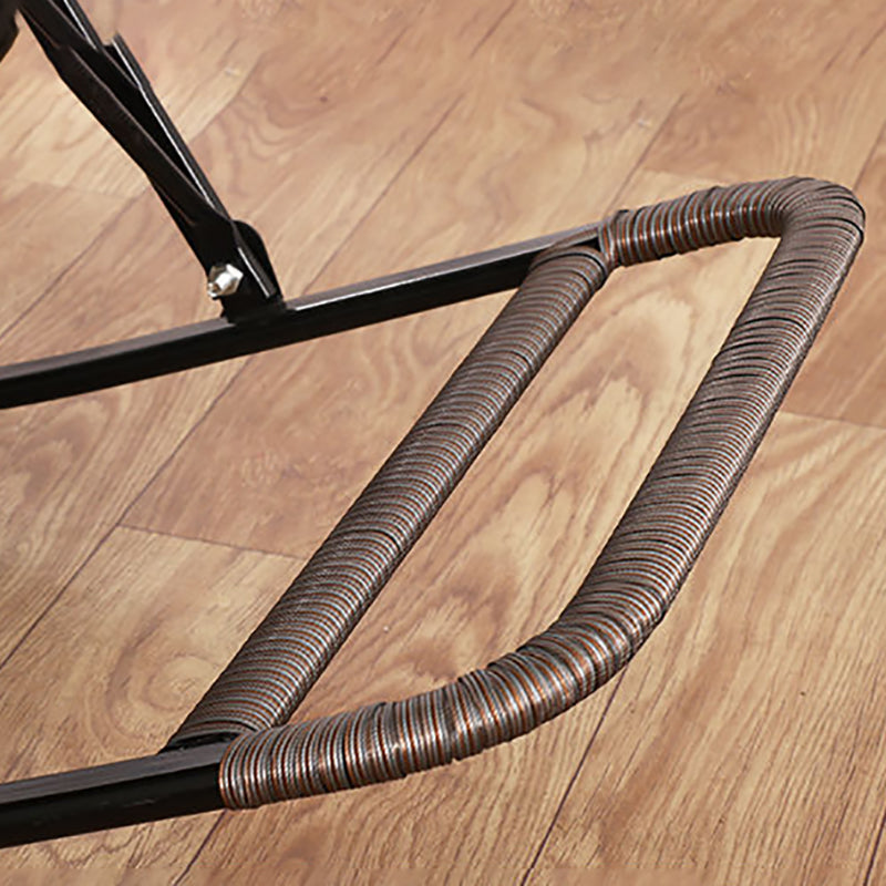 Modern Spindle Wicker Rocking Chair Metal Frame Wheel Handrail Design Rocker Chair