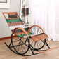 Modern Spindle Wicker Rocking Chair Metal Frame Wheel Handrail Design Rocker Chair