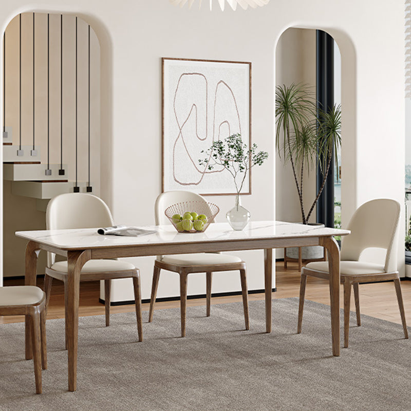 Ensemble de restauration en pierre blanche moderne 1/5/6/7 pièces Table à manger avec chaises blanches