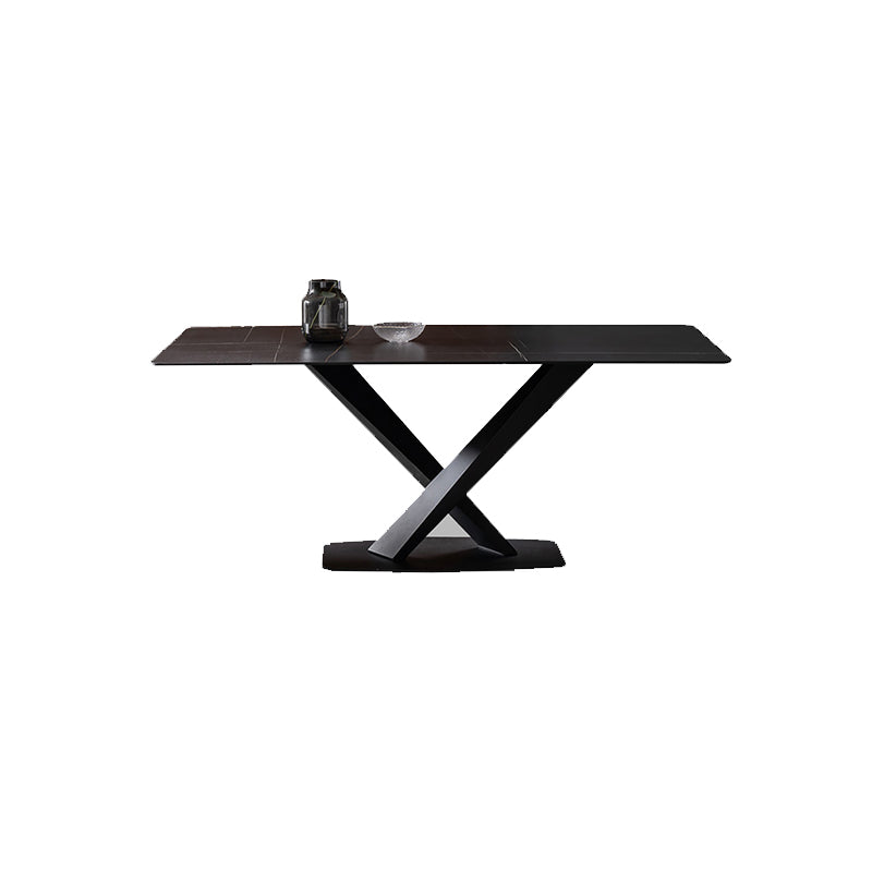 Black Stone Top Dining Table Set with Gray Chairs 1/4/5/7 Pieces Modern Dinette Set Black 70.9"L x 35.4"W Clearhalo 'Dining Room Sets' 'Dining Tables & Seating' 'dining_room_set' 'furn' 'furn_dining_room_set' 'Furniture' 'Kitchen & Dining Furniture' 6543001