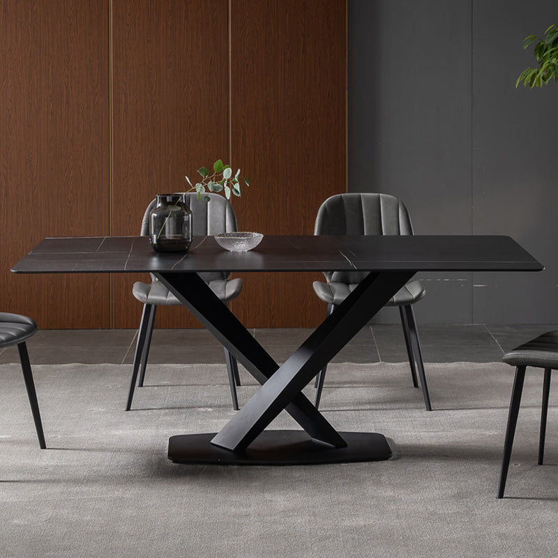 Black Stone Top Dining Table Set with Gray Chairs 1/4/5/7 Pieces Modern Dinette Set 5 Pieces: Table, 4 Chairs Clearhalo 'Dining Room Sets' 'Dining Tables & Seating' 'dining_room_set' 'furn' 'furn_dining_room_set' 'Furniture' 'Kitchen & Dining Furniture' 6543002