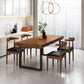 Industrial Solid Wood Dining Table Set 1/4/5/7 Pieces Brown Dinette Set for Home