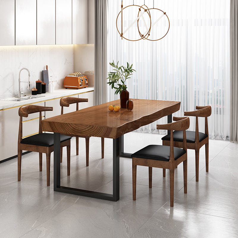 Industrial Solid Wood Dining Table Set 1/4/5/7 Pieces Brown Dinette Set for Home