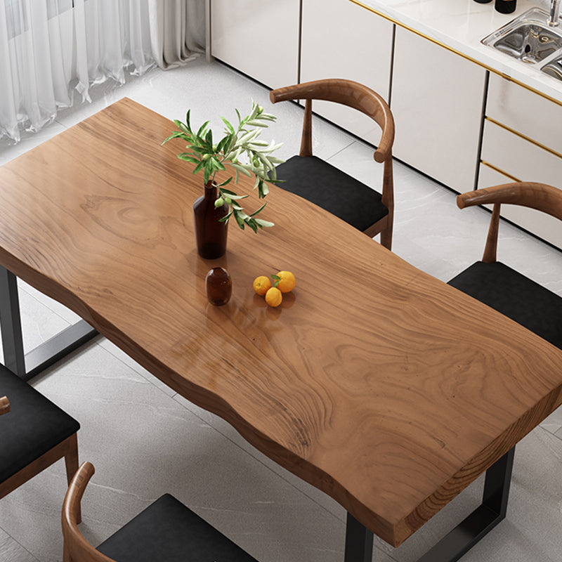 Industrial Solid Wood Dining Table Set 1/4/5/7 Pieces Brown Dinette Set for Home