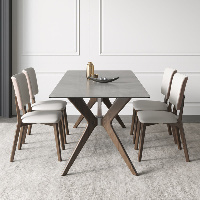 Nordic 1/4/5/7 Pieces Furniture Rectangle Stone Dining Table Set for Kitchen 5 Pieces: Table, 4 Chairs Clearhalo 'Dining Room Sets' 'Dining Tables & Seating' 'dining_room_set' 'furn' 'furn_dining_room_set' 'Furniture' 'Kitchen & Dining Furniture' 6543118