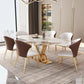 High Gloss White Dining Table Set 1/4/5/7 Pieces Glam Dinette Set with Leather Chairs 7 Pieces: Table, 6 Chairs Clearhalo 'Dining Room Sets' 'Dining Tables & Seating' 'dining_room_set' 'furn' 'furn_dining_room_set' 'Furniture' 'Kitchen & Dining Furniture' 6543135