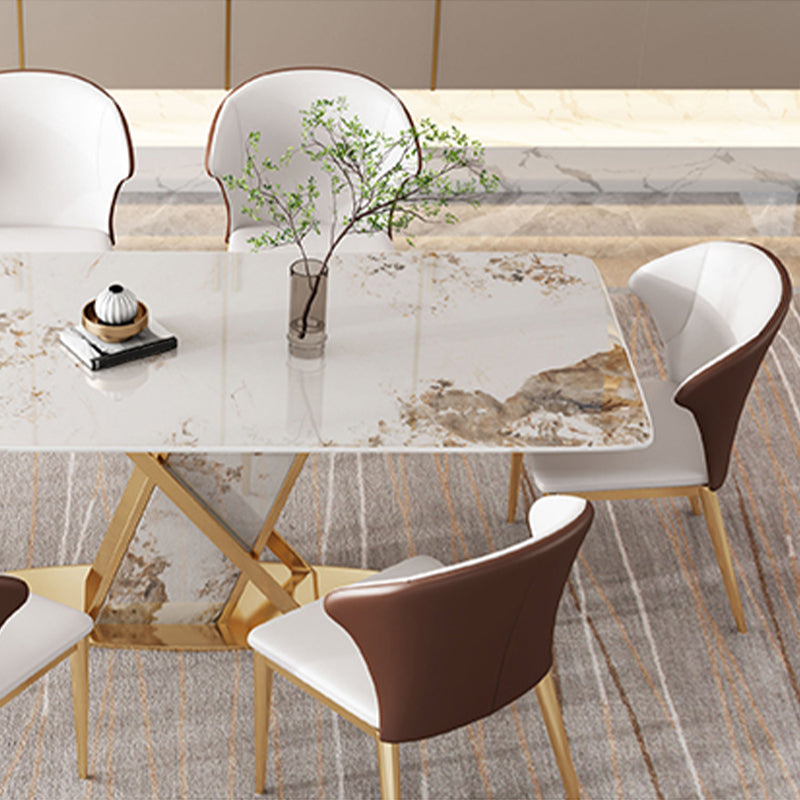 High Gloss White Dining Table Set 1/4/5/7 Pieces Glam Dinette Set with Leather Chairs Clearhalo 'Dining Room Sets' 'Dining Tables & Seating' 'dining_room_set' 'furn' 'furn_dining_room_set' 'Furniture' 'Kitchen & Dining Furniture' 6543141