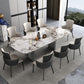 Contemporary 1/3/4/6/9 Pieces Dining Set Rectangle Stone Dining Table Set in White