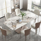 Contemporary 1/4/5/7 Pieces Dining Set Rectangle Stone Dining Table Set in White