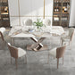 Contemporary 1/4/5/7 Pieces Dining Set Rectangle Stone Dining Table Set in White