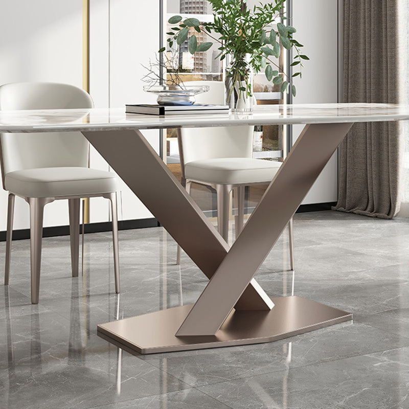 Contemporary 1/4/5/7 Pieces Dining Set Rectangle Stone Dining Table Set in White