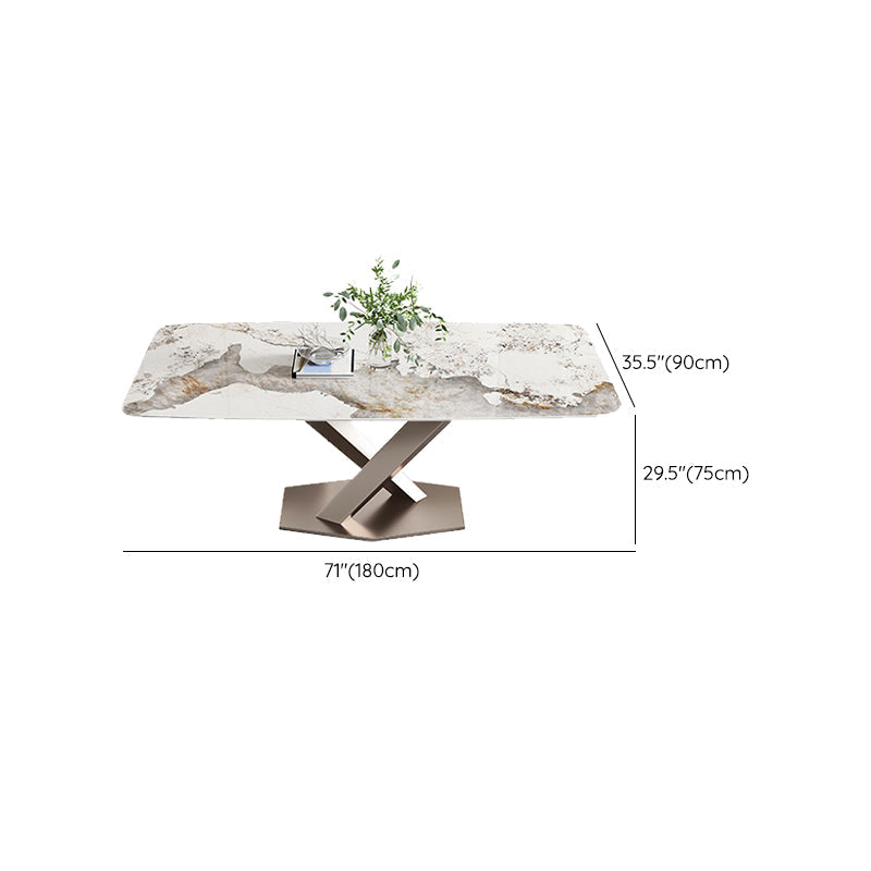 Contemporary 1/4/5/7 Pieces Dining Set Rectangle Stone Dining Table Set in White