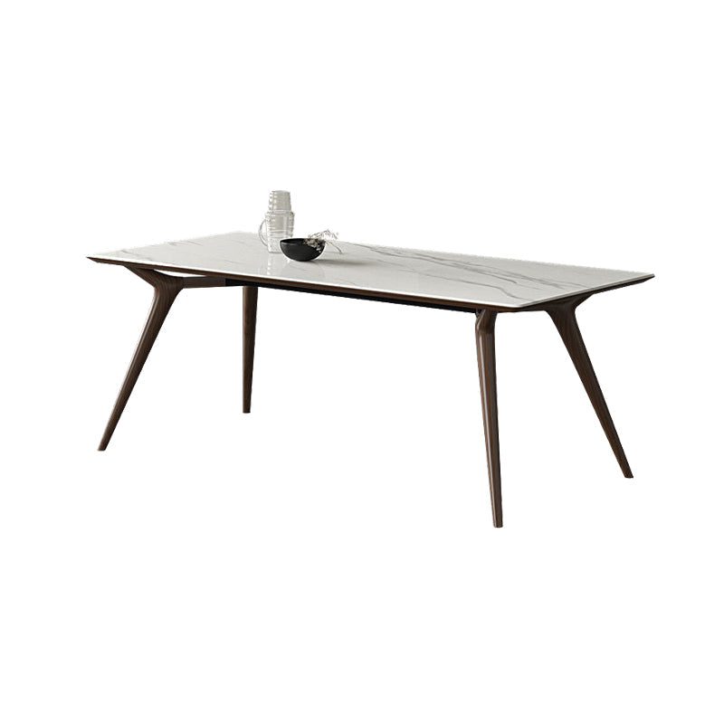 Contemporain 1/4/5 Pièces Ensemble de restauration Rectangle Table à manger en pierre en blanc
