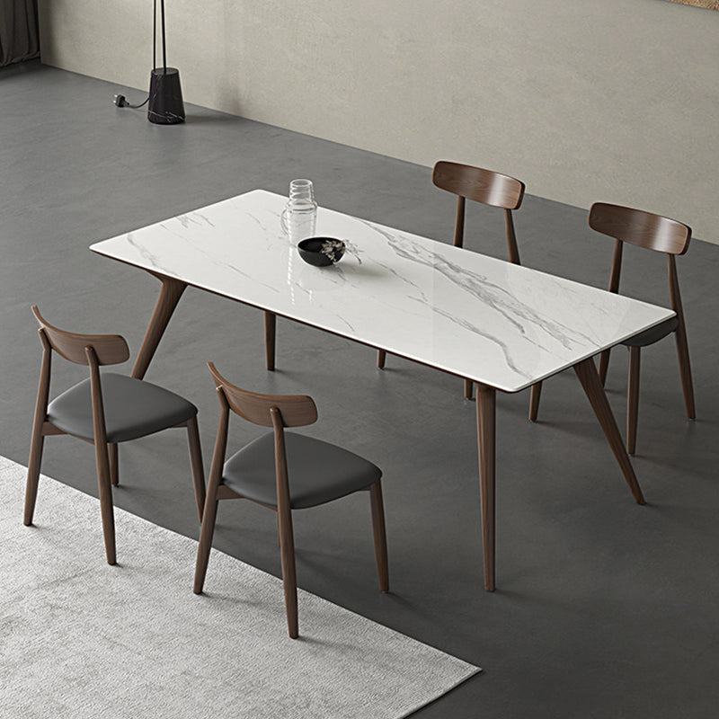 Contemporain 1/4/5 Pièces Ensemble de restauration Rectangle Table à manger en pierre en blanc