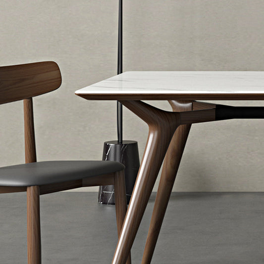 Contemporánea 1/4/5 Piezas Juego de comedor Rectangle Stone Mesa de comedor ambientada en blanco