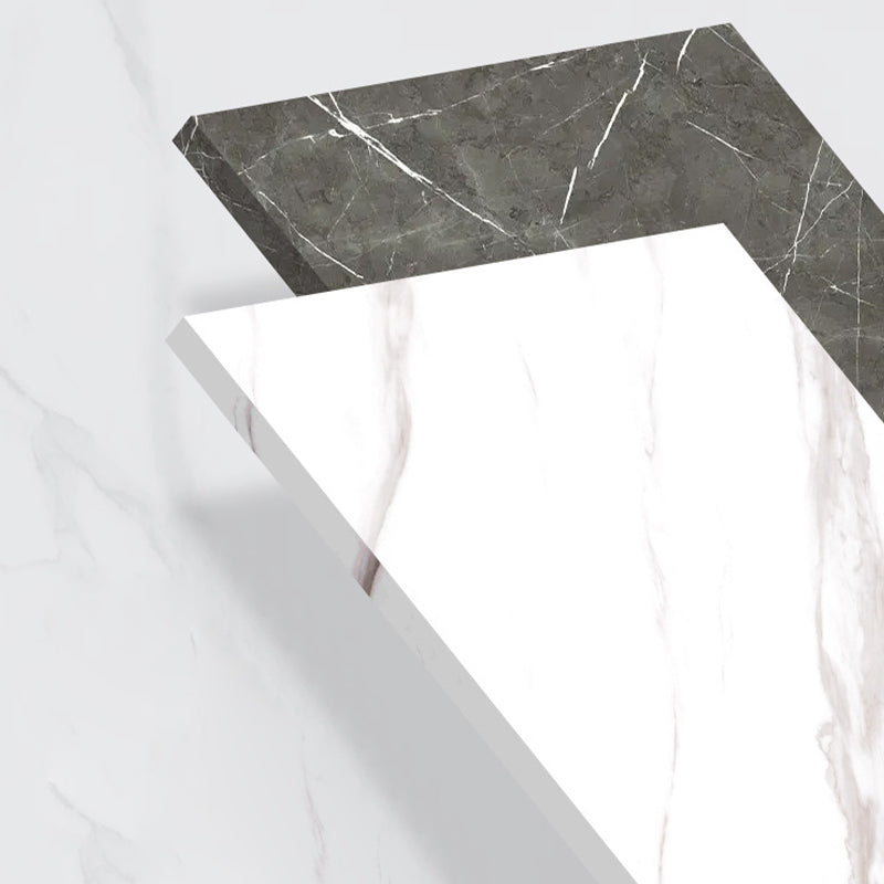 Contemporain 1/4/5 Pièces Ensemble de restauration Rectangle Table à manger en pierre en blanc