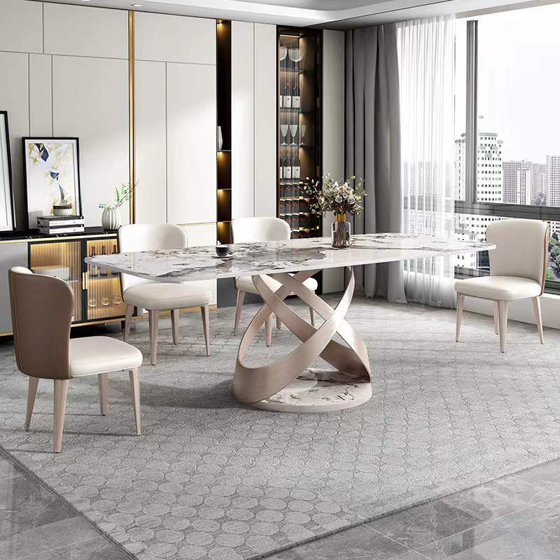 Minimaliste 1/4/5/7 Pièces meubles Rectangle Table à manger Rectangle Ensemble en blanc