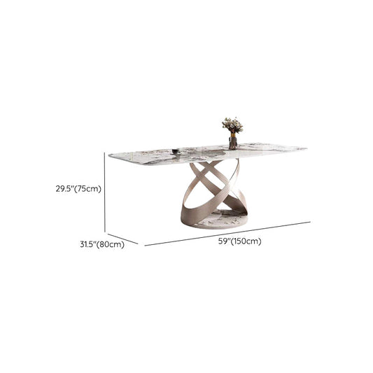 Minimalista 1/4/5/7 Piezas Muebles Mesa de comedor rectángulo de piedra colocada en blanco