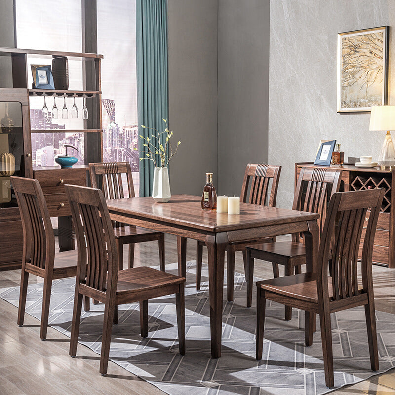 伝統的な1/2/7ピース家具茶色にセットされた堅実な木材長方形のダイニングテーブル