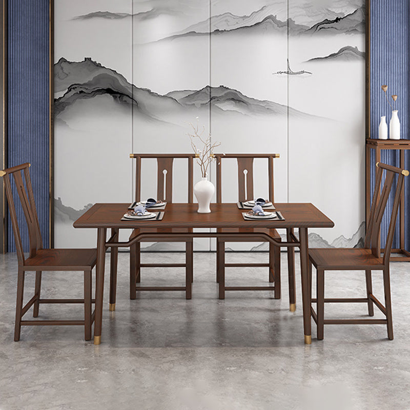 Muebles tradicionales 1/2/5/7 muebles de madera de madera sólida mesa de comedor colocada en marrón