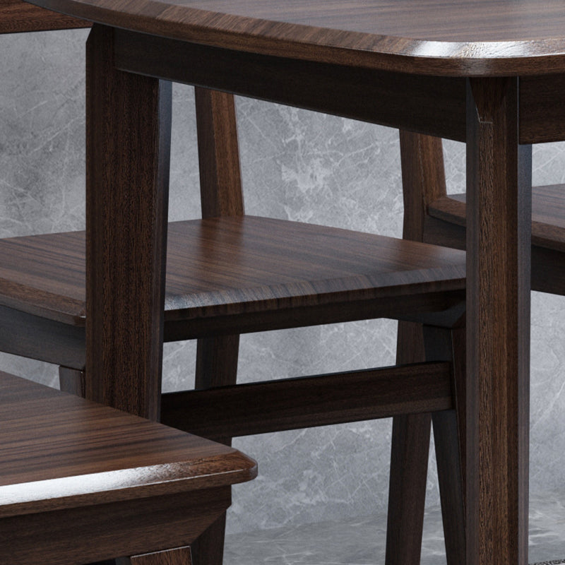 Contemporáneo 1/2/5/7 Piezas Muebles Mesa de comedor de madera sólida Rectángulo Juego en marrón