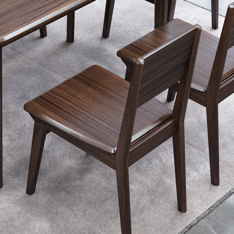 Contemporáneo 1/2/5/7 Piezas Muebles Mesa de comedor de madera sólida Rectángulo Juego en marrón