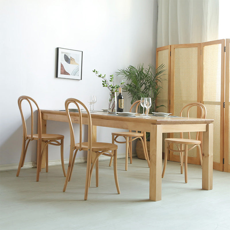 Set da pranzo in legno in solido moderno 1/2/5/7 pezzi Finitura naturale Dinette con sedie in legno