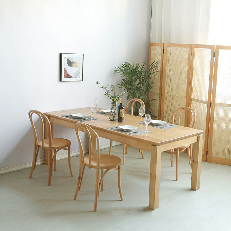 Set da pranzo in legno in solido moderno 1/2/5/7 pezzi Finitura naturale Dinette con sedie in legno