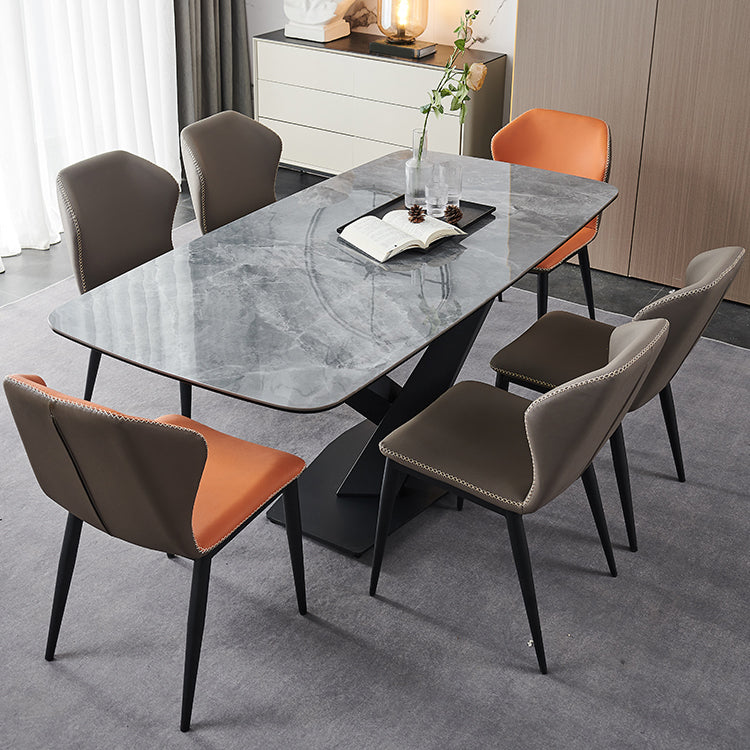 Glanzende grijze glamour eettafel set 1/2/5/7 stukken dinette ingesteld voor thuis