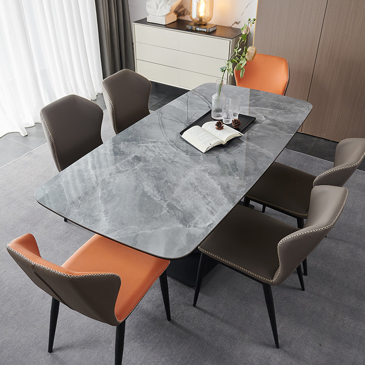 Glanzende grijze glamour eettafel set 1/2/5/7 stukken dinette ingesteld voor thuis