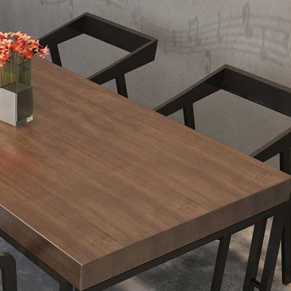 Industrial 1/2/5/7 Pieces Furniture Solid Wood Rectangle Dining Table Set in Brown Clearhalo 'Dining Room Sets' 'Dining Tables & Seating' 'dining_room_set' 'furn' 'furn_dining_room_set' 'Furniture' 'Kitchen & Dining Furniture' 6543407