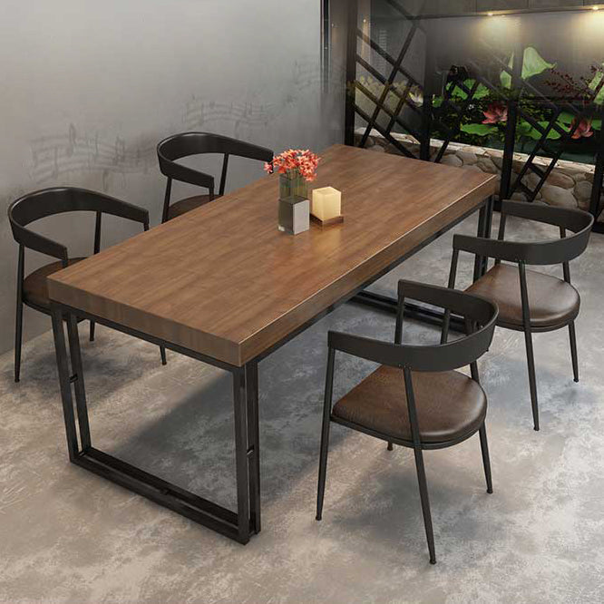 Industrial 1/2/5/7 Pieces Furniture Solid Wood Rectangle Dining Table Set in Brown Clearhalo 'Dining Room Sets' 'Dining Tables & Seating' 'dining_room_set' 'furn' 'furn_dining_room_set' 'Furniture' 'Kitchen & Dining Furniture' 6543411