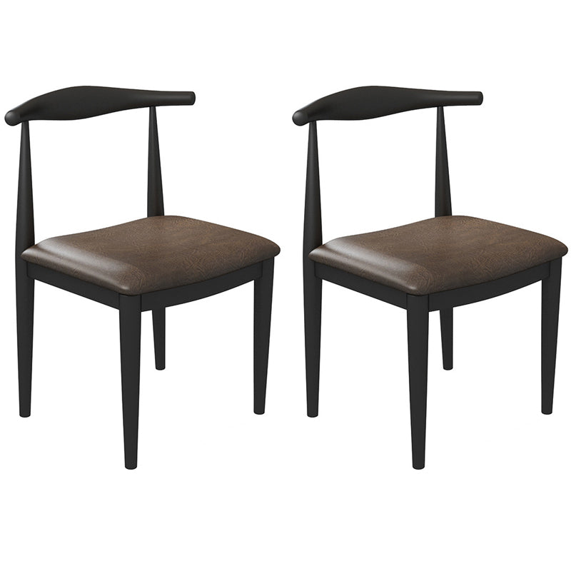 Industrial 1/2/5/7 Pieces Furniture Solid Wood Rectangle Dining Table Set in Brown 2 Matte Black Chairs Clearhalo 'Dining Room Sets' 'Dining Tables & Seating' 'dining_room_set' 'furn' 'furn_dining_room_set' 'Furniture' 'Kitchen & Dining Furniture' 6543412