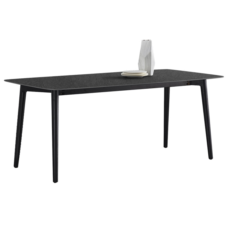 Black Modern Stone Top Dining Table Set 1/4/5/7 Pieces Dining Set with Wooden Chairs Black 63"L x 31.5"W Clearhalo 'Dining Room Sets' 'Dining Tables & Seating' 'dining_room_set' 'furn' 'furn_dining_room_set' 'Furniture' 'Kitchen & Dining Furniture' 6543452