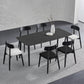 Black Modern Stone Top Dining Table Set 1/4/5/7 Pieces Dining Set with Wooden Chairs Clearhalo 'Dining Room Sets' 'Dining Tables & Seating' 'dining_room_set' 'furn' 'furn_dining_room_set' 'Furniture' 'Kitchen & Dining Furniture' 6543459