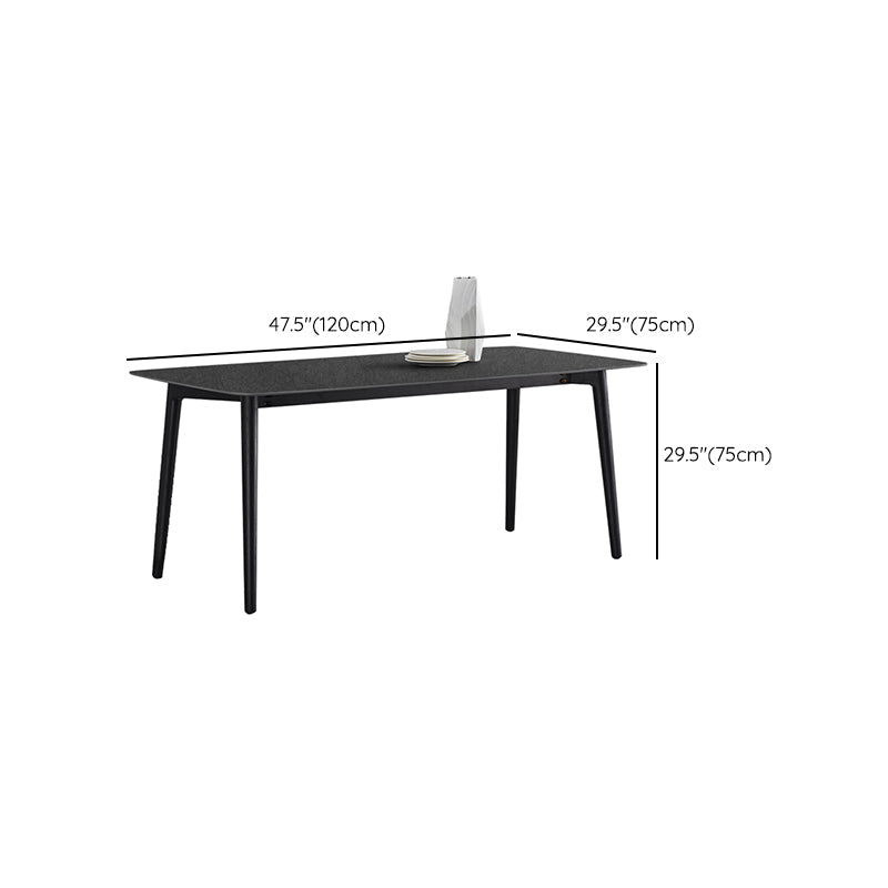 Black Modern Stone Top Dining Table Set 1/4/5/7 Pieces Dining Set with Wooden Chairs Clearhalo 'Dining Room Sets' 'Dining Tables & Seating' 'dining_room_set' 'furn' 'furn_dining_room_set' 'Furniture' 'Kitchen & Dining Furniture' 6543463